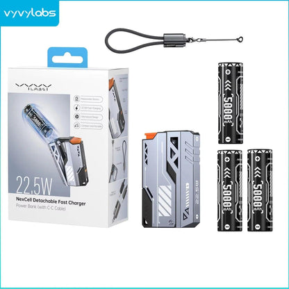 VYVYLABS 30000mAh Detachable CCC Power Bank Fast Charger 22.5W Wireless Portable Charger 21700 PowerBank For iP 17 Spare Battery