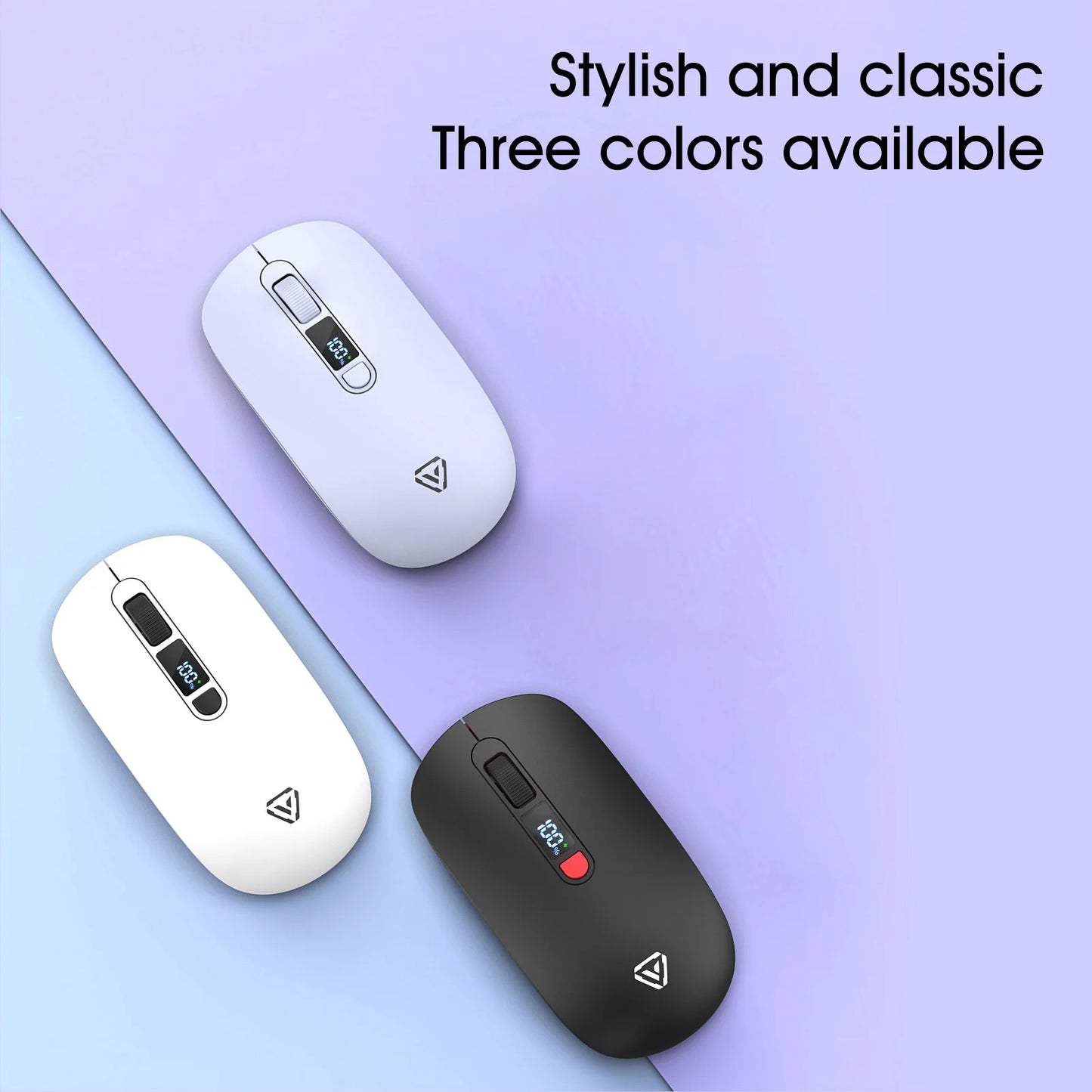 2.4G Bluetooth Wireless Mouse Mute Button Rechargeable 500mA Battery Laptop Office Computer Digital Display Battery Level 4 DPI