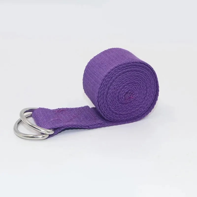 1Pc Yoga Strap For Yoga Pilates Ballet Dance With Adjustable D-Ring Buckle Cotton Yoga Belt For Fitness Daily Stretching - Urbizia