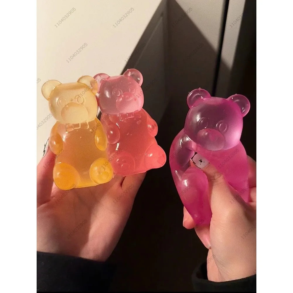 2027 New Colorful Gummy Bear Fudge Squeeze Toy Jelly Bean Gummy Candy Fidget Hand Relax Toy Anti-Stress Release for All Ages