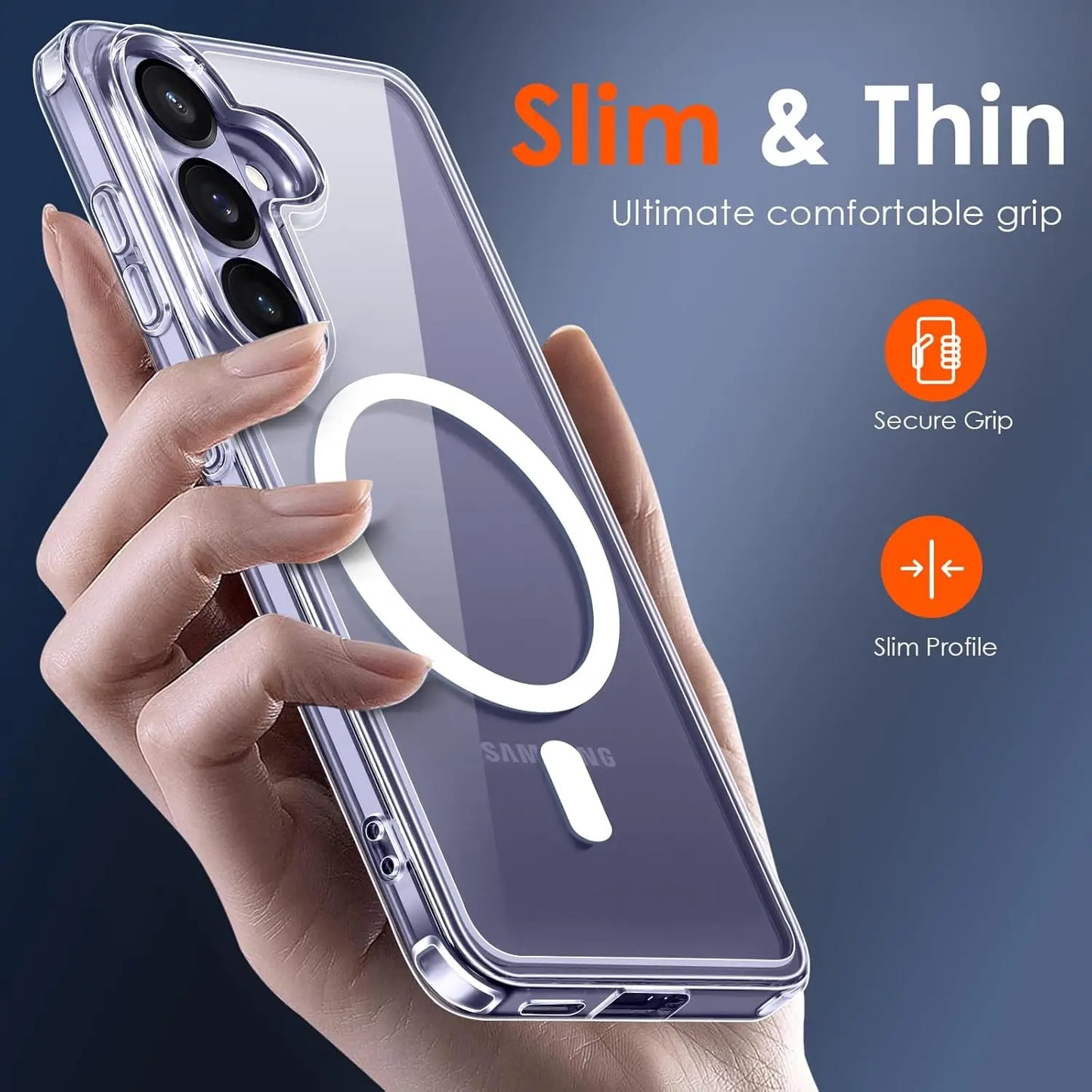Transparent Magnetic Case for Samsung Galaxy S26 Ultra/S26+/S26 with 2 Pcs Fingerprint Unlock Screen Protector Shockproof -Clear