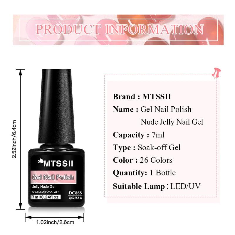 8PCS 7ml Jelly Nude Gel Nail Polish Kit with Gift Box Light Pink Translucent White Shimmer Glitter Soak Off UV LED Gel Varnish