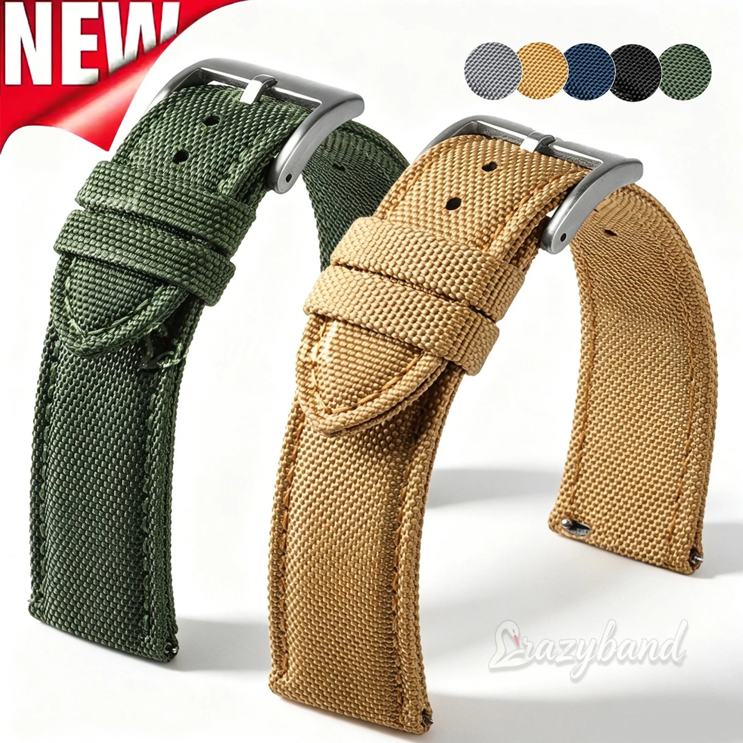 20mm 22mm Waterproof Sailcloth Watch Strap Two-Sided Nylon Watchband Quick Release Band Universal Sport Belt for Men Bracelet