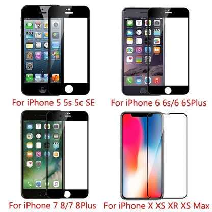 9D Protector  Screen 1-5PCS Tempered Glass For iPhone X XR XS Max 11 12 13 14 15 16 17 Pro Max 14   Mini Plus Protective Cover