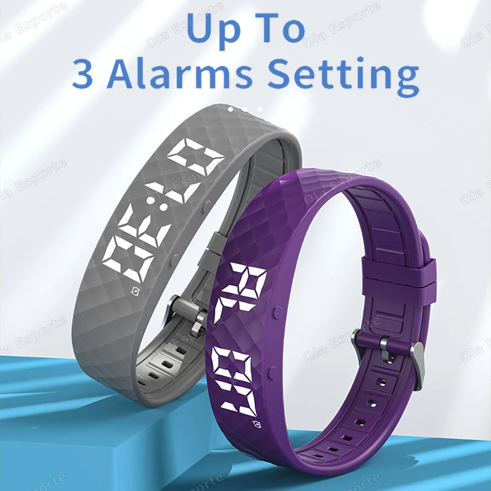 2026 Outdoor Smartwatch Sports Bracelet Vibration Alarm Clock Reminder Sleep Monitoring 24 Hours Pedometer Rechargeable Bracelet