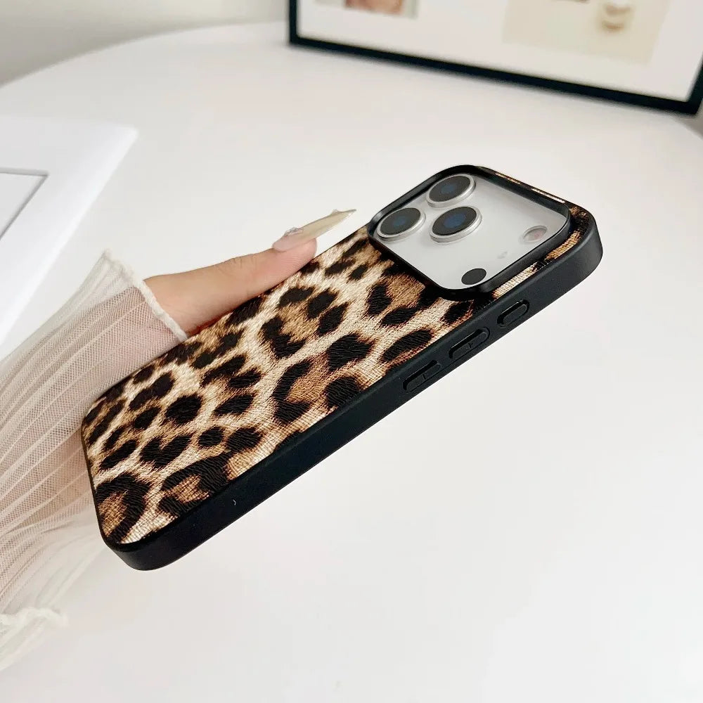 Snake Lichi Pattern Leopard Print PU Leather Case For iPhone18 17 Air 16 15 14 Plus Pro Max Shockproof Rugged Protect Back Cover