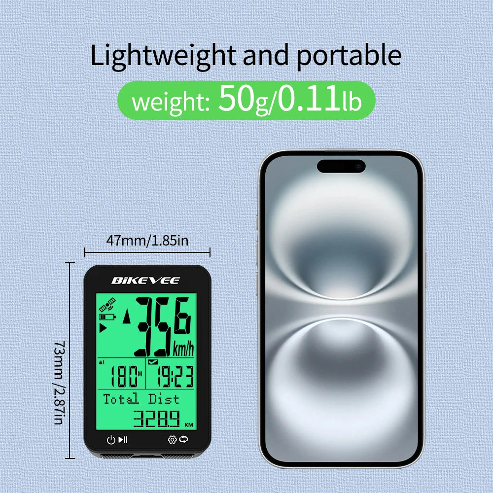 BIKEVEE 8 Kinds Multi-Language Wireless Bike Speedometer GPS Cycling Computer with Auto Backlight and Stand Waterproof Outdoor Bicycle Odometer Stopwatch Measurement Positioning MTB Road Tracker Bike Accessories