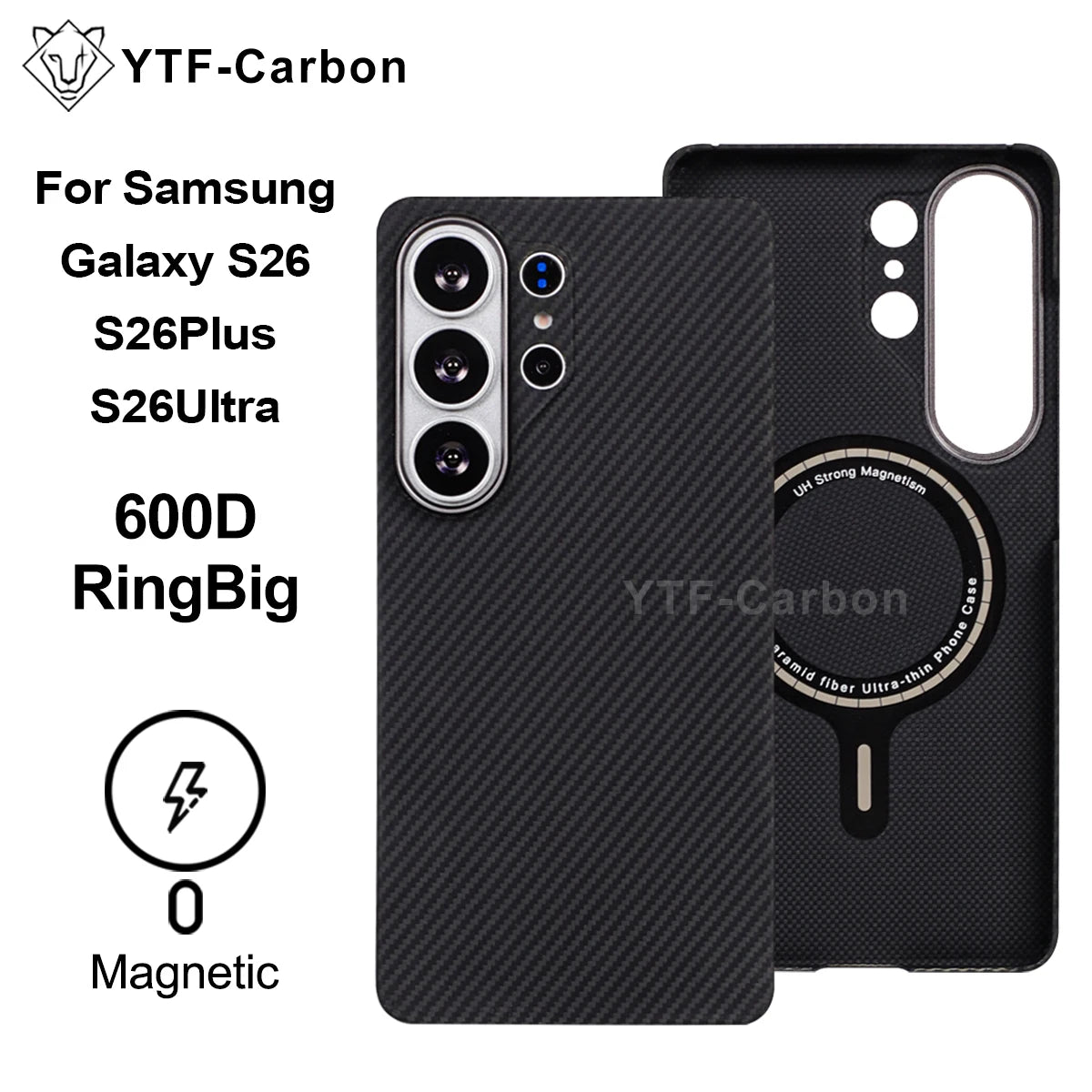 YTF-Carbon Magnetic Case For Samsung S26Ultra Aramid Carbon Fiber Cover For Magsafe S26 S26Plus Cover Mobile Phone Accessories