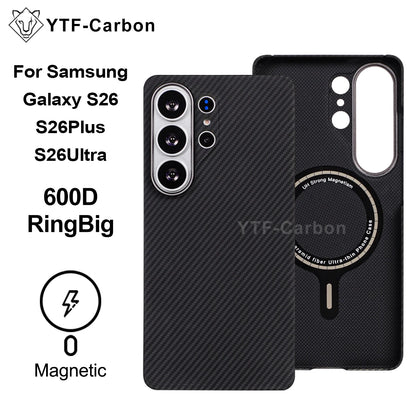 YTF For Samsung Galaxy S26 Ultra Aramid Fiber phone case for magnetic S26 plus Thin Luxury S26 cover protective Kevlar case