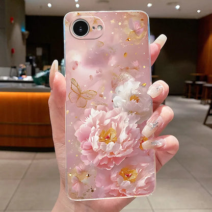 For iPhone 16e Case Clear Luxury Fashion Butterfly Flowers Soft TPU Silicone Jelly Back Cover for Apple iPhone 16e Phone Case
