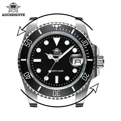 ADDIESDIVE Quartz Luxury Stainless Steel Gift Watch Diver Watch 200M C3 BGW9 Super Luminous Ceramic Bezel Sport Men Watches Fash