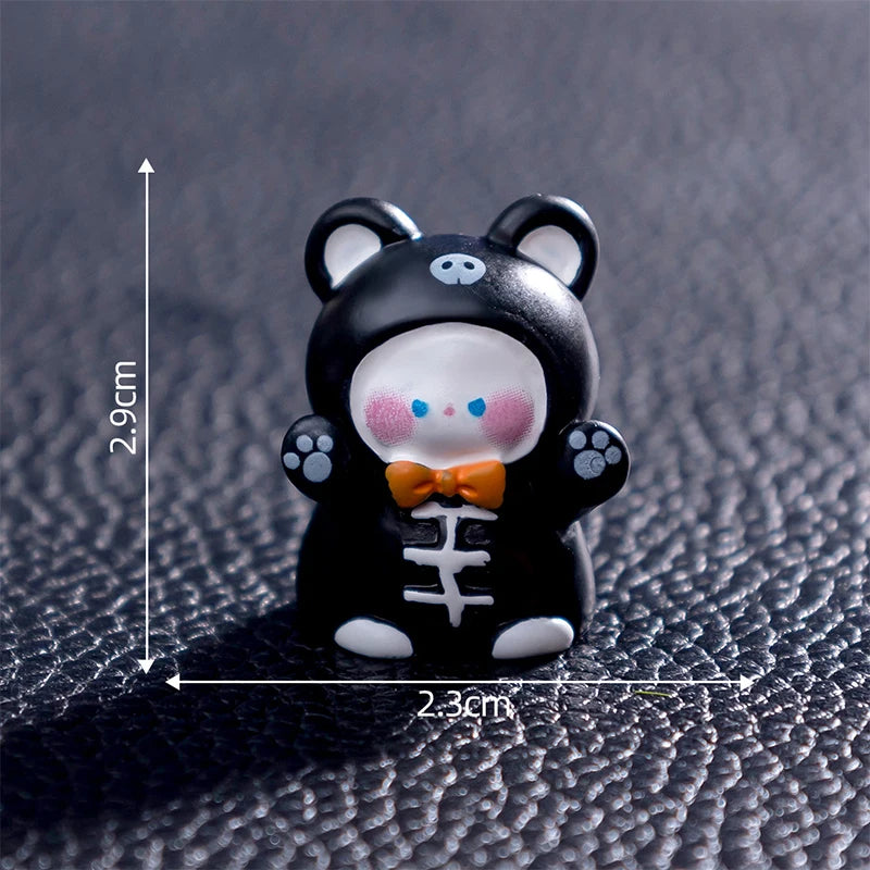 Miniature Halloween Resin Figurines – 3D Horror Raven, Tombstone, Ghost & Skull Ornaments