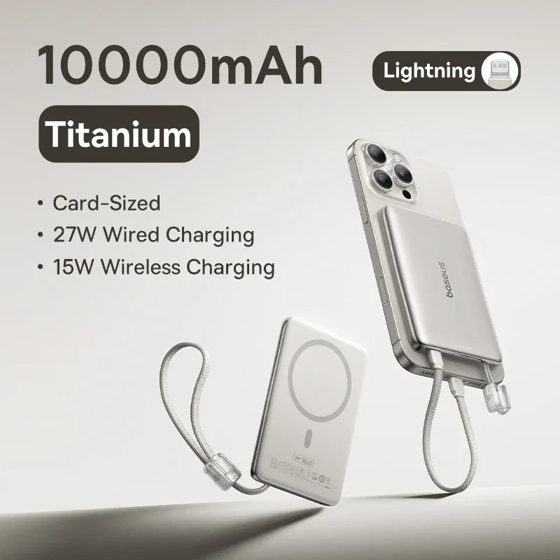 10000mAh Magnetic Power Bank 27W PD Fast Charging Slim
