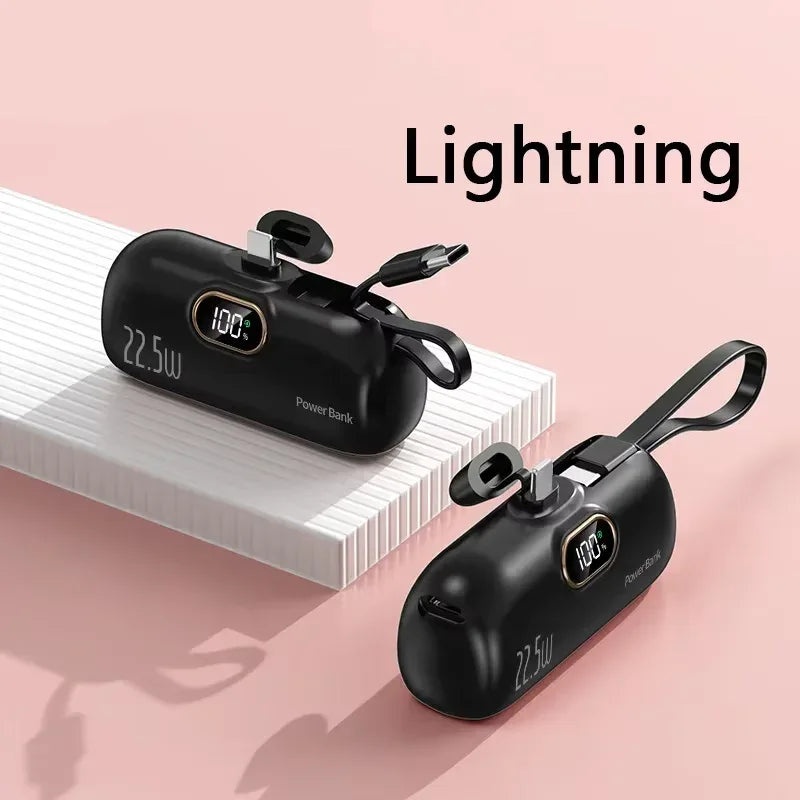 50000mAh Mini Capsule Power Bank 22.5W High Capacity Super Fast Charging External Battery for iPhone Huawei Samsung