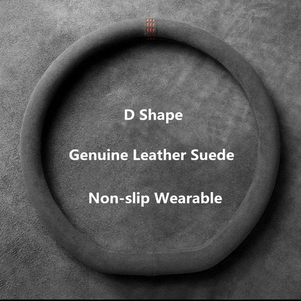 Universal Cowhide Suede Steering Wheel Cover 37–38cm - Urbizia