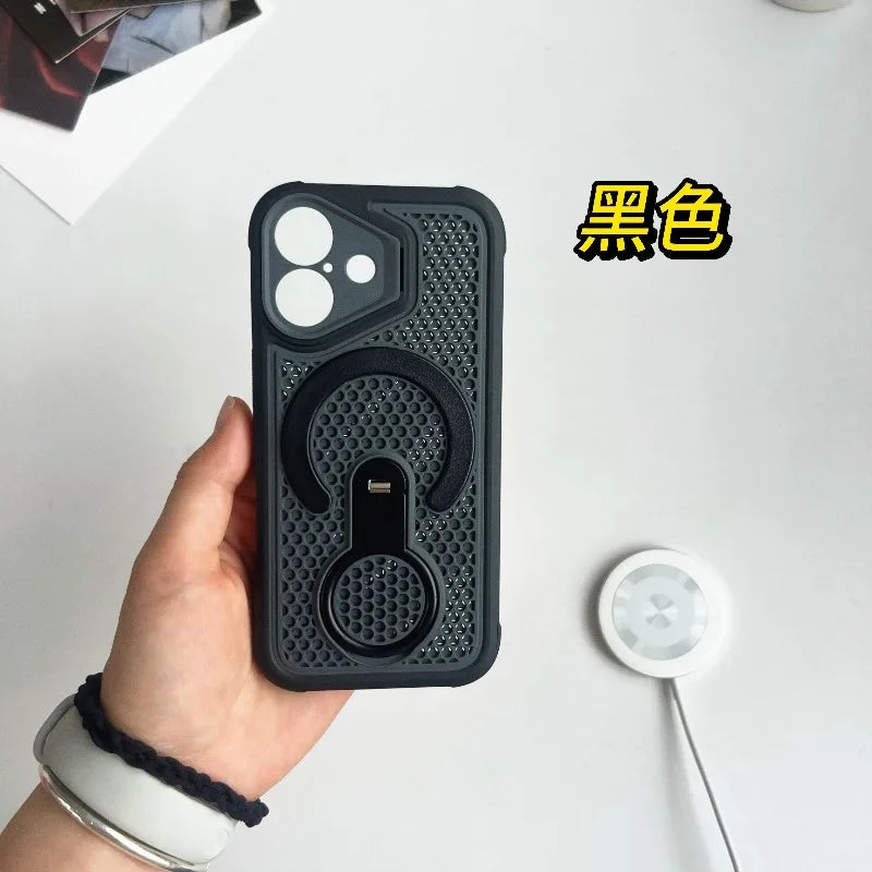 Invisible Support Bracket Cooling Heat Dissipation Phone Case for IPhone 18 Pro 17 16 15 14 13 Pro Max Breathable Magnetic Cover