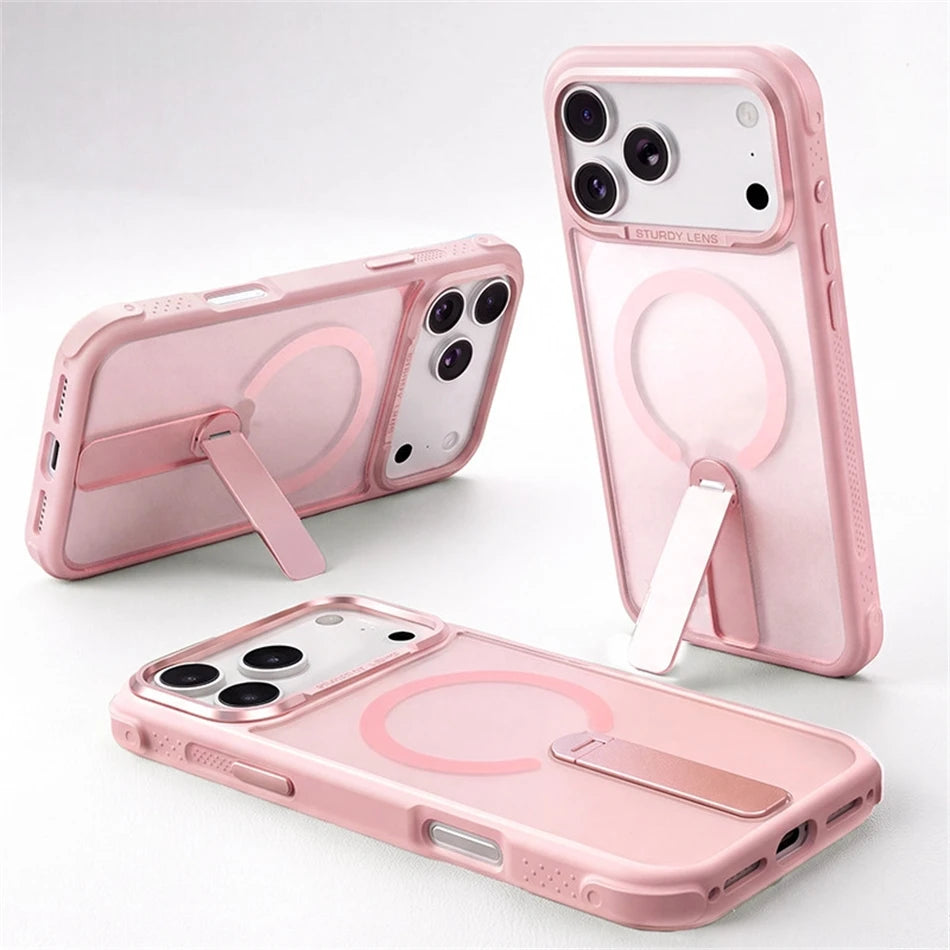 Candy Color Translucent Matte For Magsafe Cover For IPhone 17 16 15 14 13 18 Pro Max Magnetic Charging Bracket Shockproof Cover