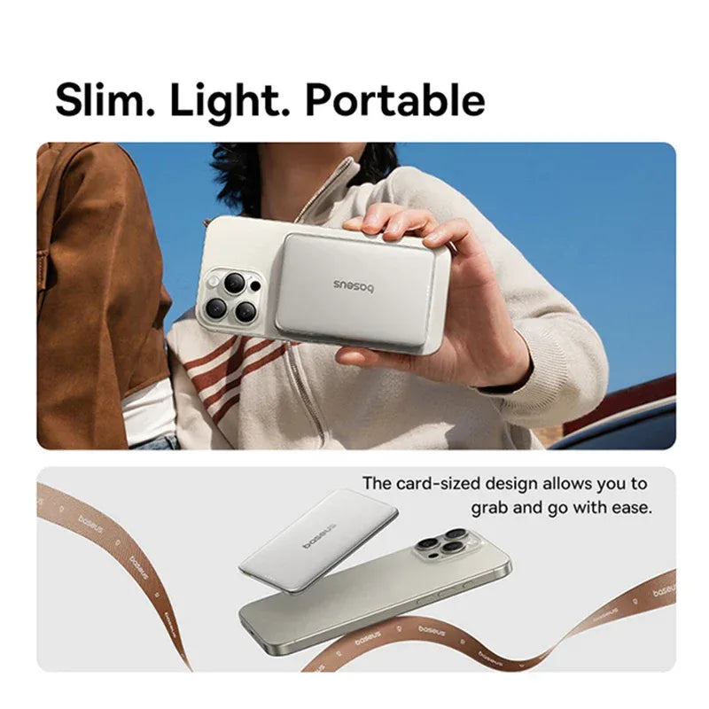 2-in-1 Magnetic Power Bank 10000mAh 27W Slim Card Design