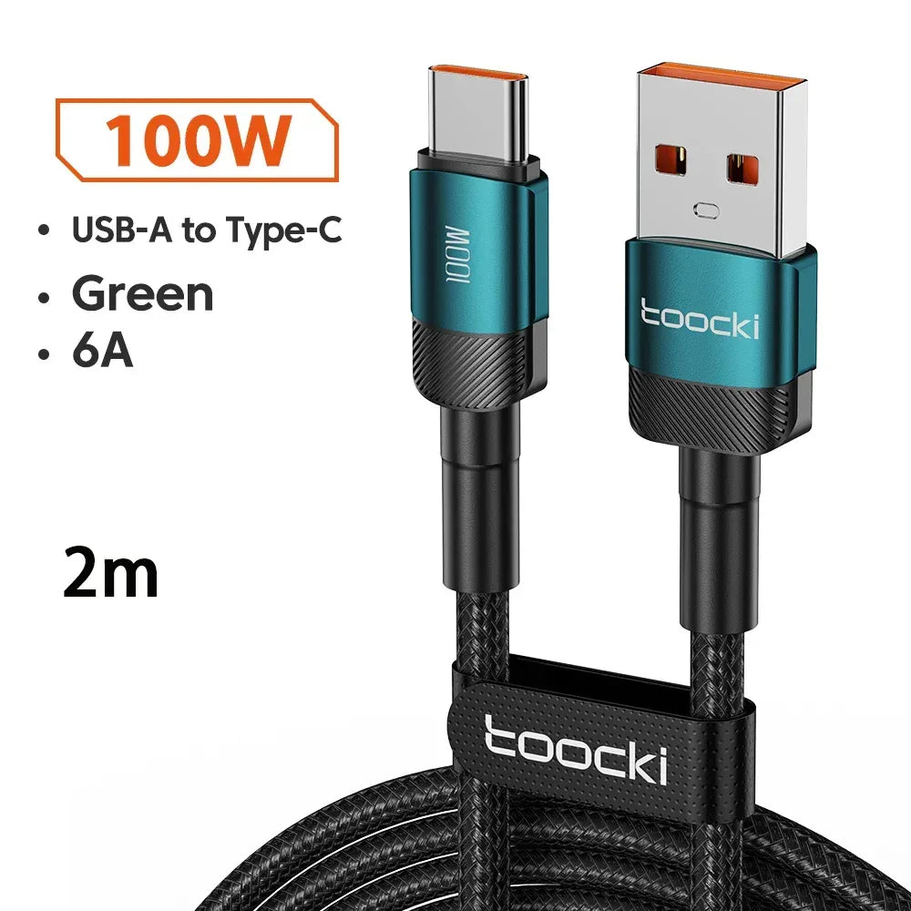 Toocki 6A USB To Type C Cable for Huawei Xiaomi PD 100W Fast Charging Charger USB C Data Cord Quick Charge for Samsung Oneplus - Urbizia
