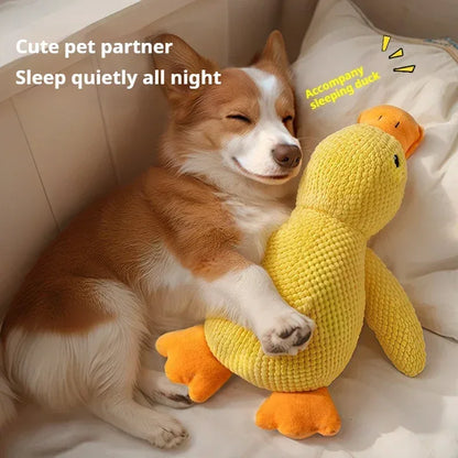 Dog toy plush companion sleeping duck bite resistant teeth grinding sound relief duck sound toy - Urbizia