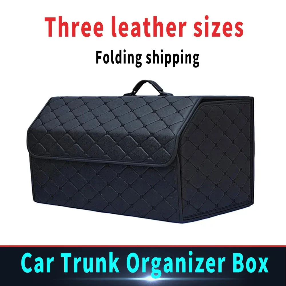 Car Trunk Organizer Box Large Capacity Auto Multiuse Tools Storage Bag Stowing Tidying Leather Folding For Emergency Storage Bo - Urbizia