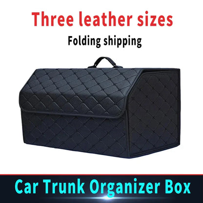 Car Trunk Organizer Box Large Capacity Auto Multiuse Tools Storage Bag Stowing Tidying Leather Folding For Emergency Storage Bo - Urbizia