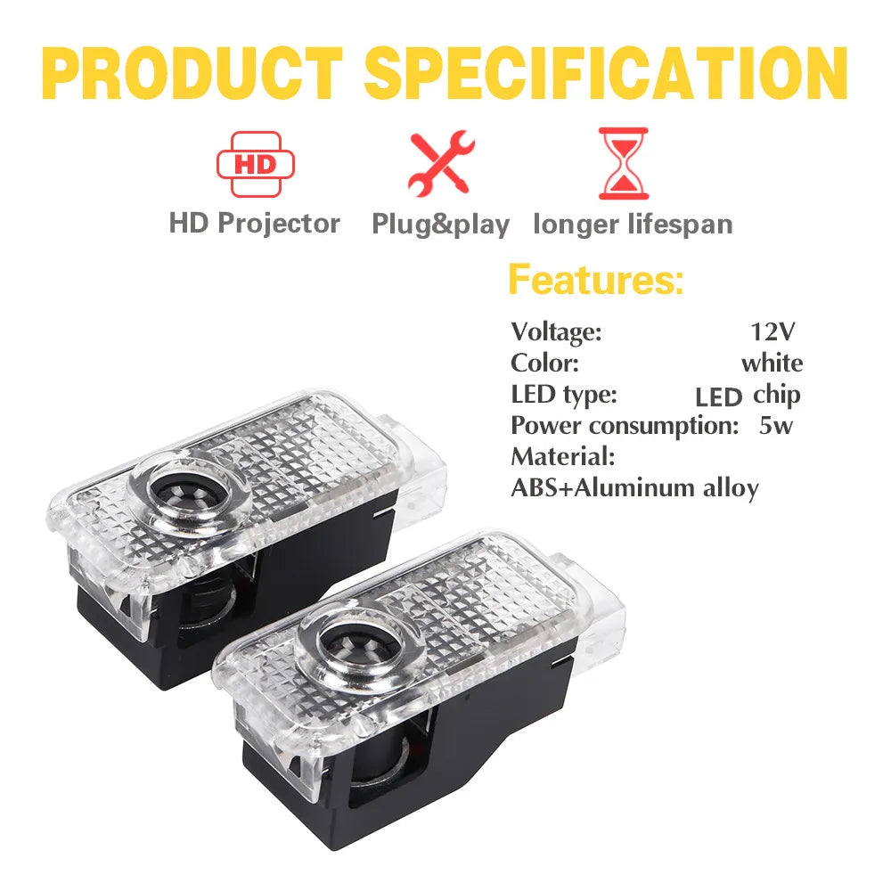 LED Car Door Projector Ghost Shadow Welcome Light Accessories For AUDI A1 A3 8P 8L 8Y A4 A5 A6 A7 A8 Q3 8U Q5 Q7 Q8 TT Sportback