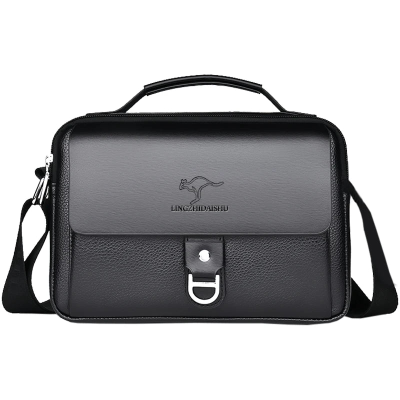 Premium Quality Leather Crossbody Bag, Men's Stylish Shoulder Handbag with Secure Buckle, Great for Business Trips
