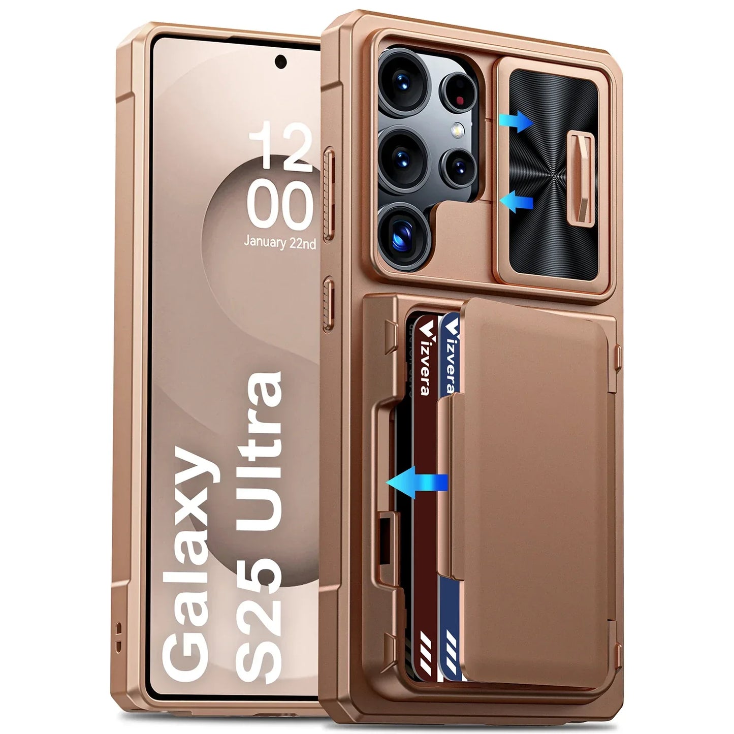Samsung Galaxy S25 Ultra Case Wallet - Full Body Protective with Card Holder (4 Cards) Camera Cover & Kickstand for Women & Men