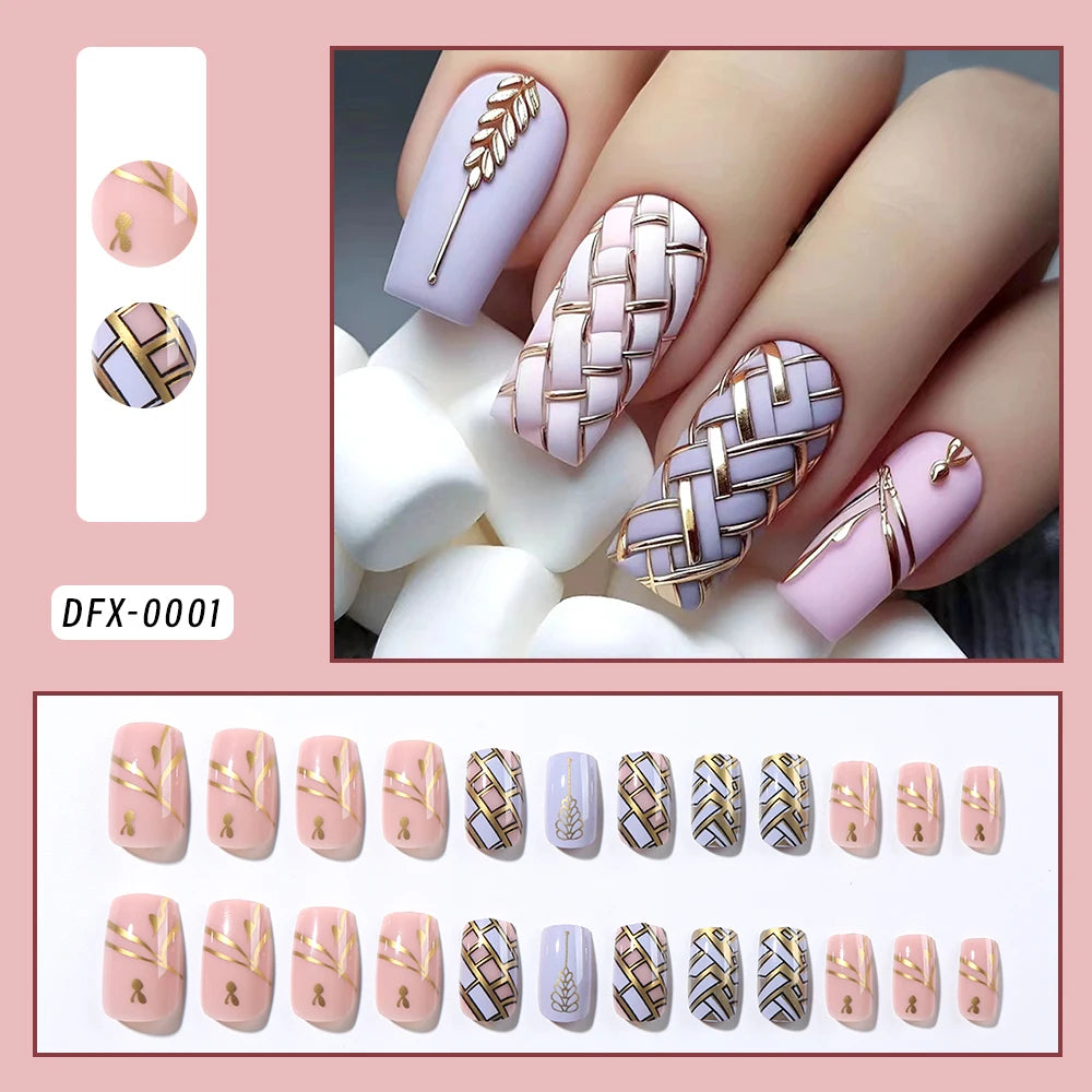24Pcs Black Glossy Halloween Almond Fake Nails – Gradient French Press-on Nails with Rose, Heart & Skull Designs
