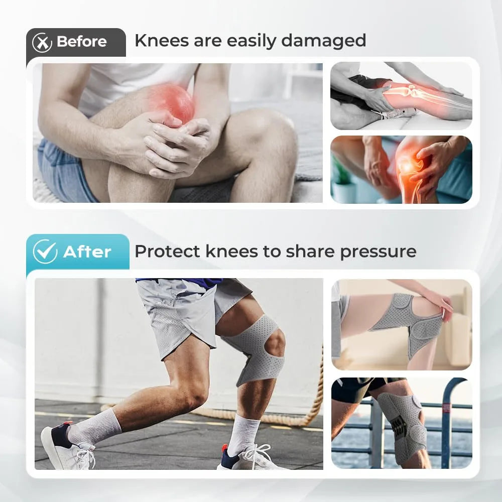 1PC Joint Support Knee Pad Non-slip Lift Pain Relief For Knee Power Spring Force Stabilizer Knee Booster Working Sports Elder