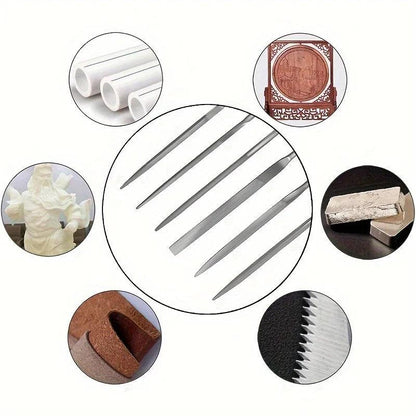High-Carbon Steel Precise Needle File Set - Premium Kit with Non-Slip Ergonomic Handles, for Wood/Plastic/Model Filing