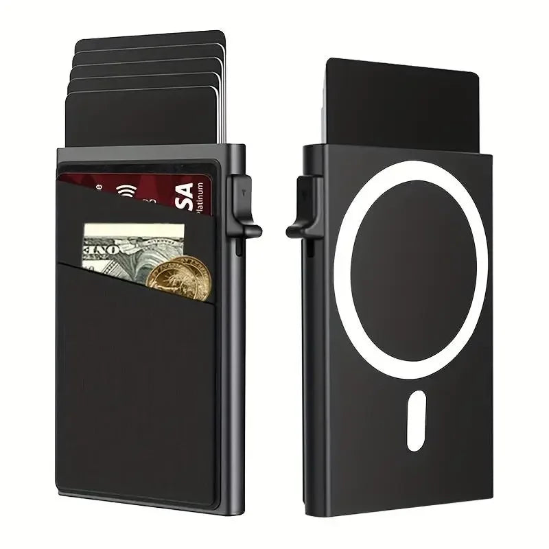 1 Pc Slim Pop-Up Card Holder with  Print for Men, RFID Blocking Wallet Magnetic Slim Automatic Pop-up Card Holder for The Phone