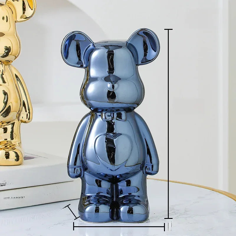 17/27/cm Aesthetic Bear brick Ceramic Staute Teddy Bear decor action figure Sculptures Ornament for room Home Decoration Crafts - Urbizia