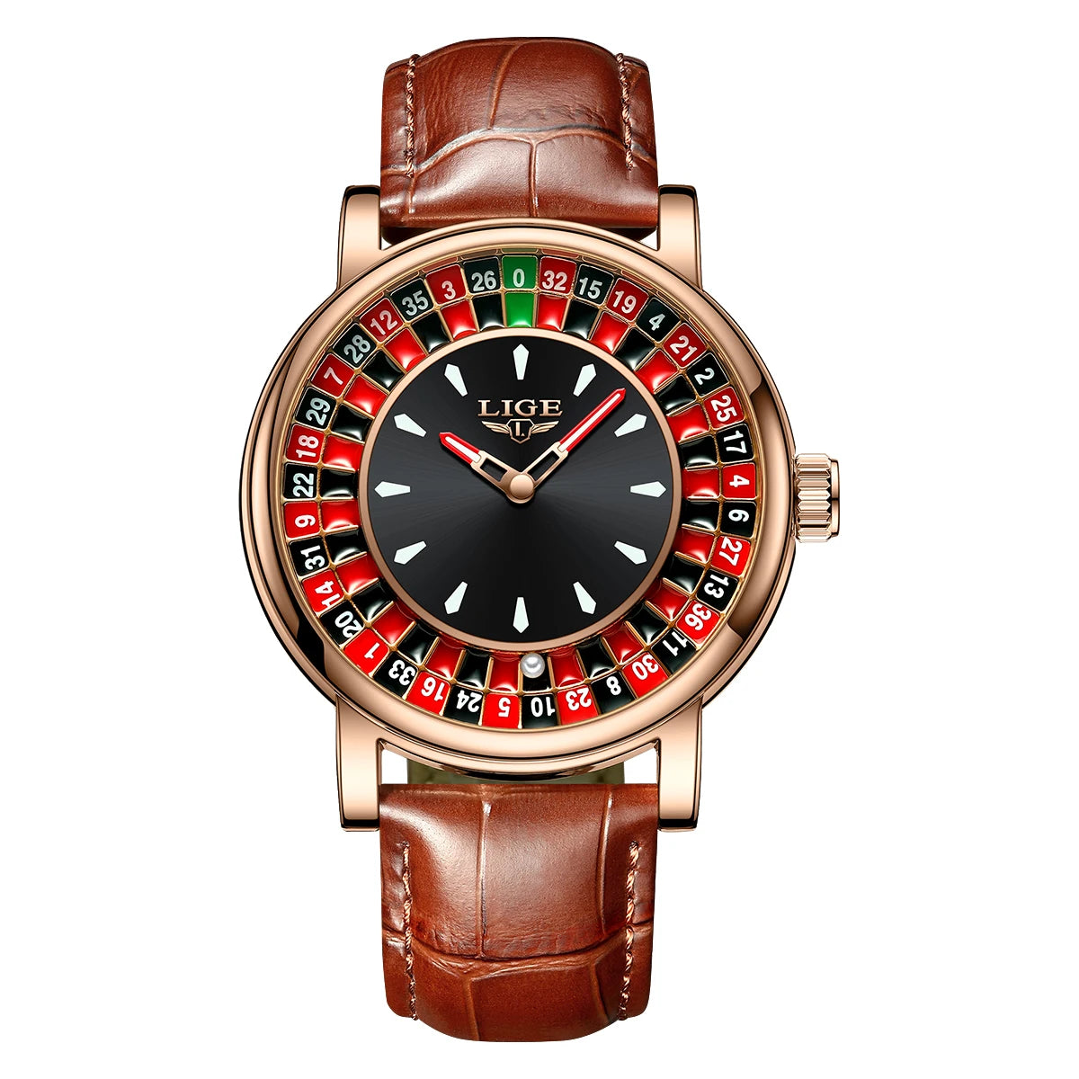 LIGE Fashion Men Watch Rotating Dial Las Vegas Roulette Desktop Theme Watch Men Waterproof Luminous Clock Watches Creative Clock