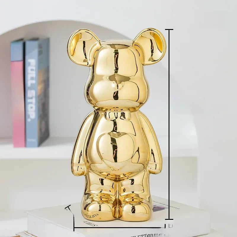 17/27/cm Aesthetic Bear brick Ceramic Staute Teddy Bear decor action figure Sculptures Ornament for room Home Decoration Crafts - Urbizia