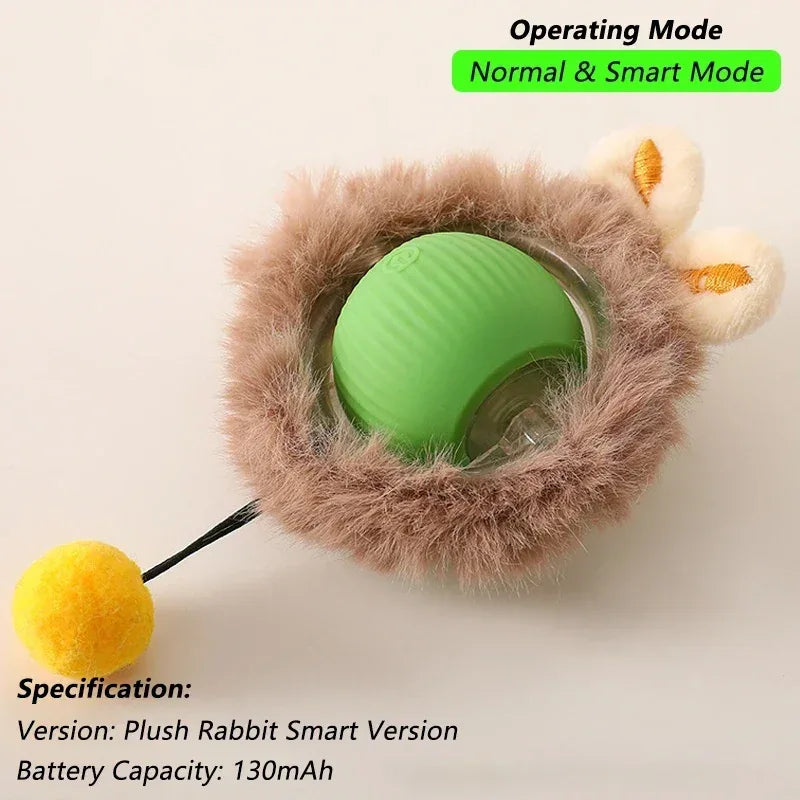 Dog Cat Interactive Ball Toy Automatic Rolling Ball Faux Tail Rechargeable Smart Pet Electric Toy Dog Cat Training Imitate Mouse - Urbizia