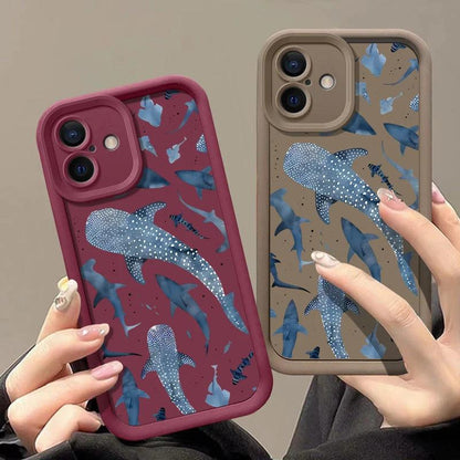 Whale Printed Soft TPU Case for iPhone Series