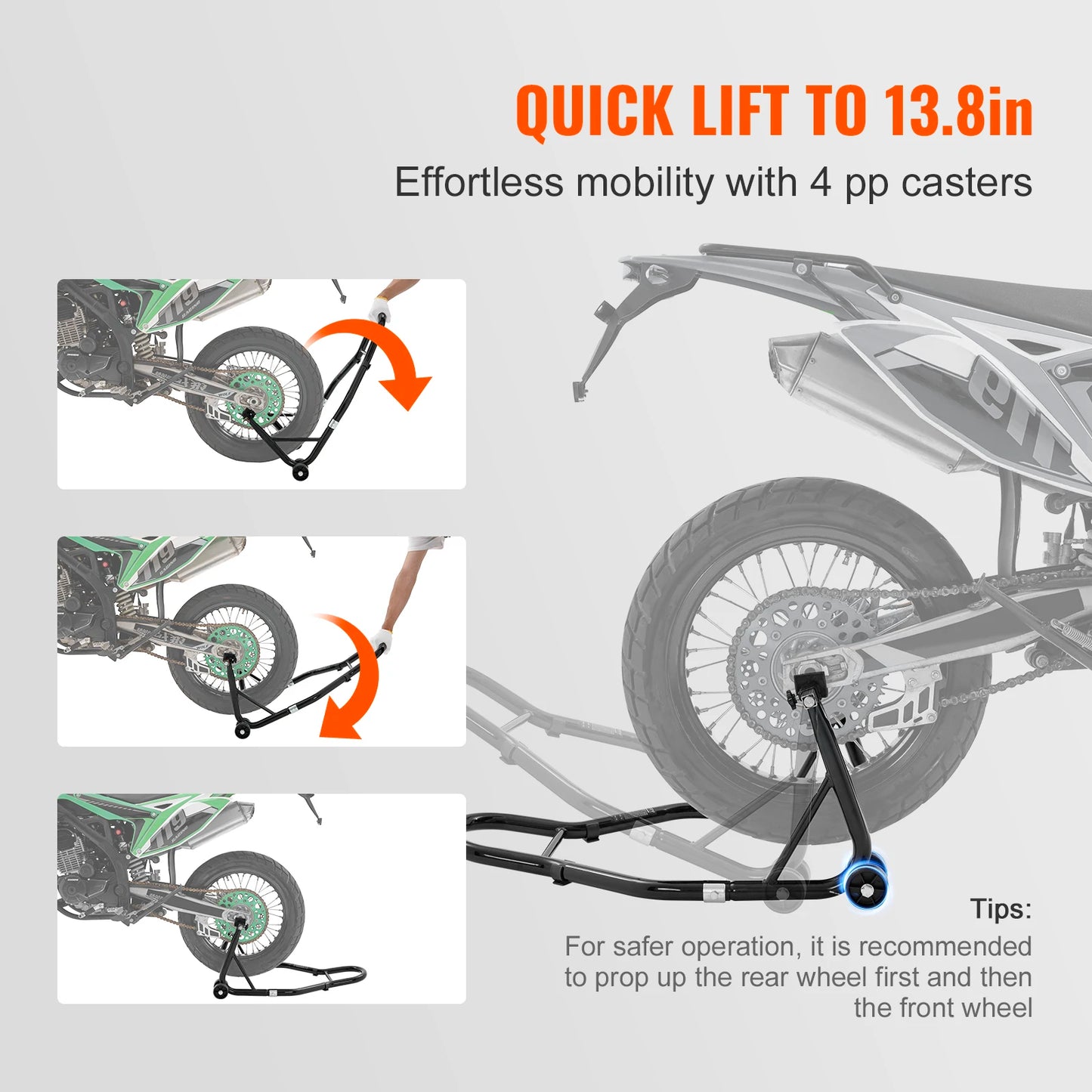 SucceBuy Motorcycle Stand Lift 850lbs Front Rear Combo Stand Lift Stand Front&Rear Wheel Fork Stand Heavy Duty Rear Wheel Stand