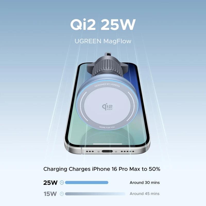 UGREEN Qi2.2 25W 15W Magnetic Car Phone Holder Wireless Charger Stand For iPhone 17 16 Pro Max Charging Magnetic Car Charger