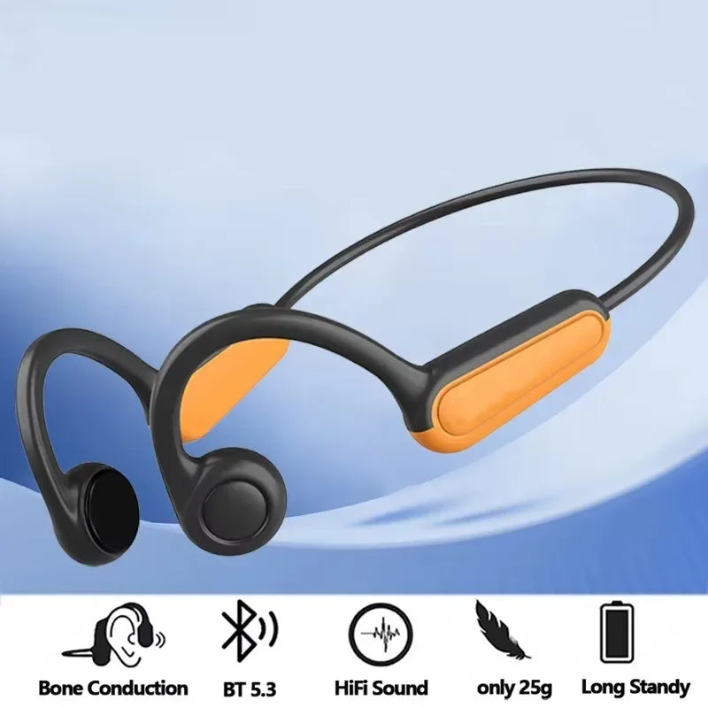NEW Real Bone Conduction Sport Headphone Wireless Earphone Bluetooth-Compatible Headset Hands-free with Mic for Running - Urbizia