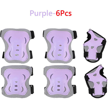 6 in 1 Knee Pads Elbow Pads with Wrist Guards for Ages 3-10, Protective Gear for Skating, Cycling, Biking,Roller Skates,Scooters