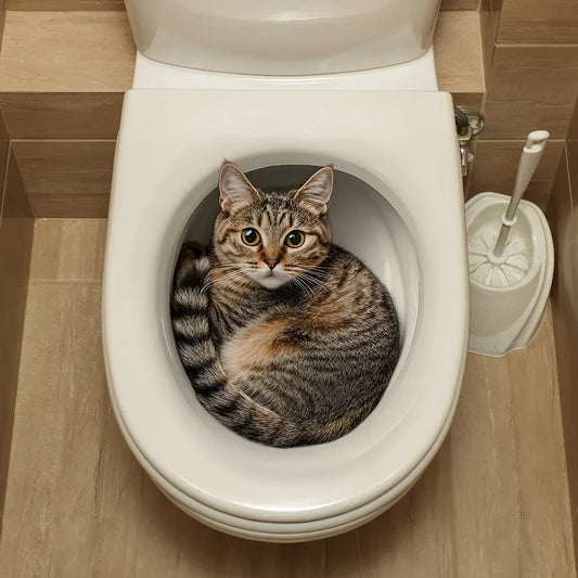 3D Funny Cat Toilet Sticker Bathroom Toilet Cover Sticker Wall Stickers Animal Wc Accessories For Home BathRoom Decoration - Urbizia
