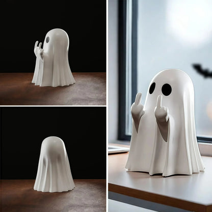 Middle Finger Cute Ghost Statue, Ghosts Small Scary Ghost Figurines, Halloween Home Decorations, Coffee Table Centerpieces Shelf - Urbizia