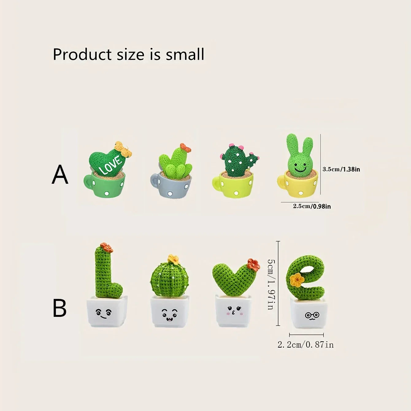 1 Set Of 4, Resin Succulent Cactus Mini Green Plant Car Office Home Living Room Crafts - Urbizia