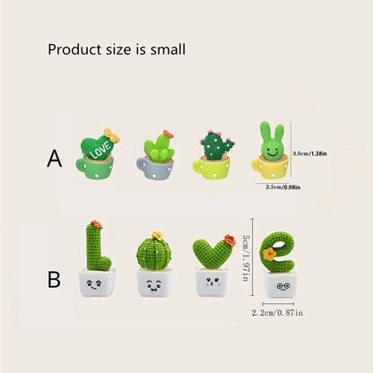 1 Set Of 4, Resin Succulent Cactus Mini Green Plant Car Office Home Living Room Crafts - Urbizia