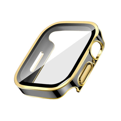 Glass+Case for Apple Watch 42 46mm 45mm 41 49 44mm 40 Mm Straight Edge Screen Protector Cover Case iWatch SE 6 7 8 9 10 11 Ultra
