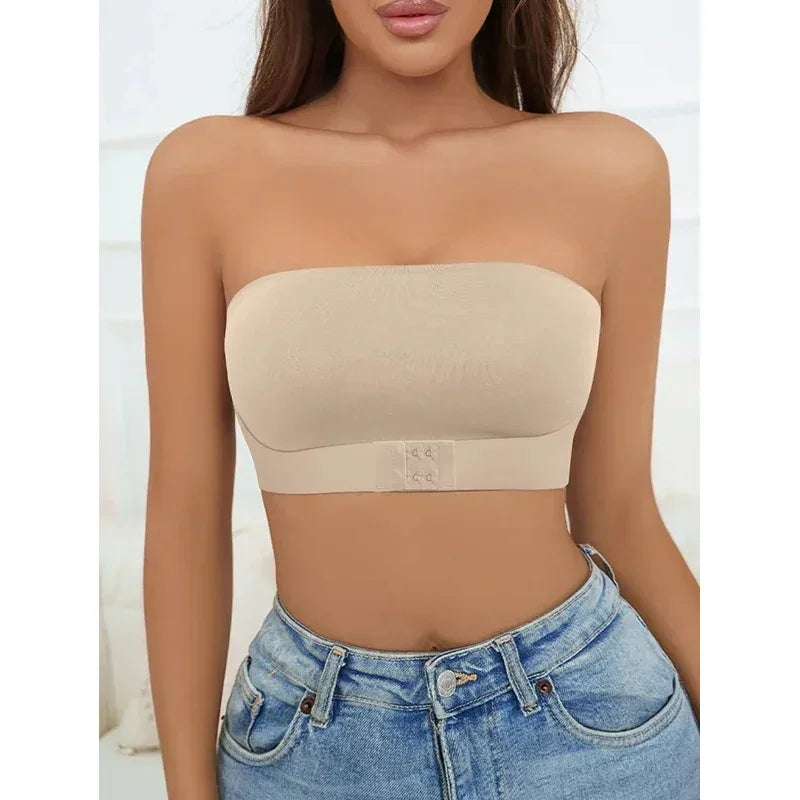 Women's Strapless No Padding Seamless Front Button Bra Comfortable Smooth Underwear
