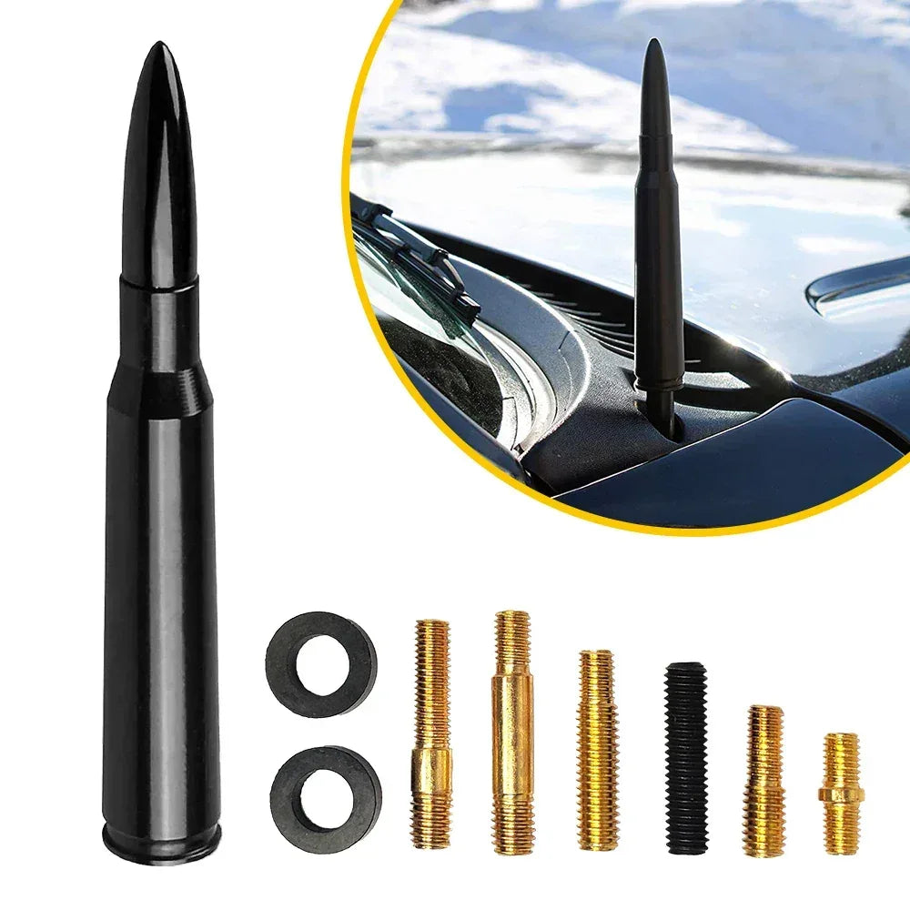 14cm Car Roof Antenna Bullet Radio Whip Aerial Antenna Pole AM/FM Radio Car Pole Universal with Screws Car Antenna Mini Short - Urbizia