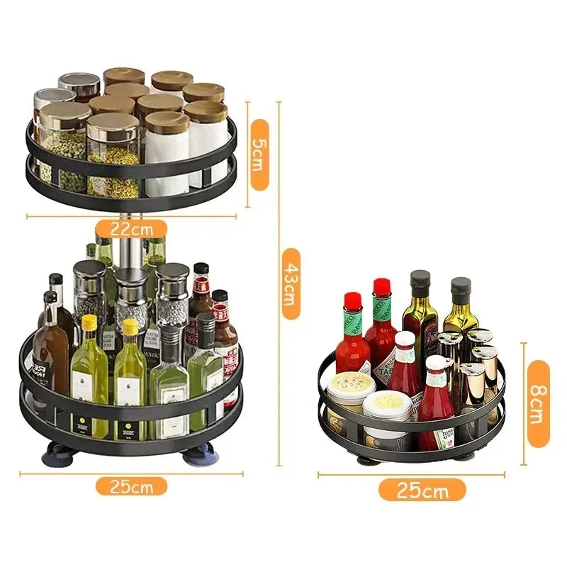 360° Rotating Kitchen Spice Storage Rack Organizer